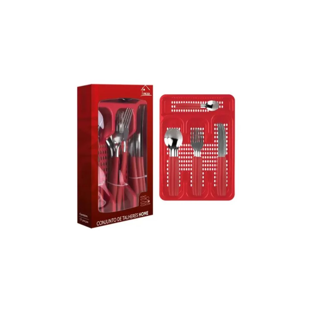 Conjunto Talher Caprese Wooden Vermel 25Peças Suport — imagem 2