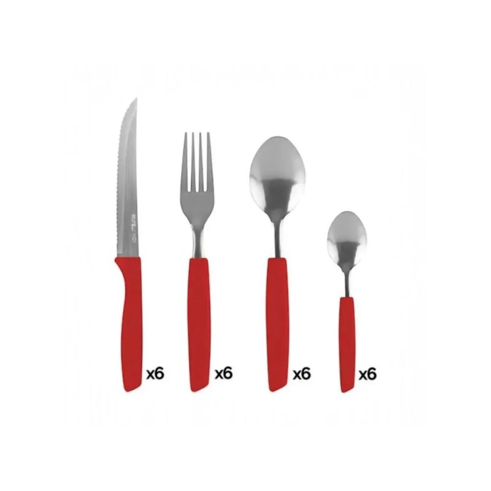 Conjunto Talheres Veneza 25Peças Vermelho Pote Vidro — imagem 2