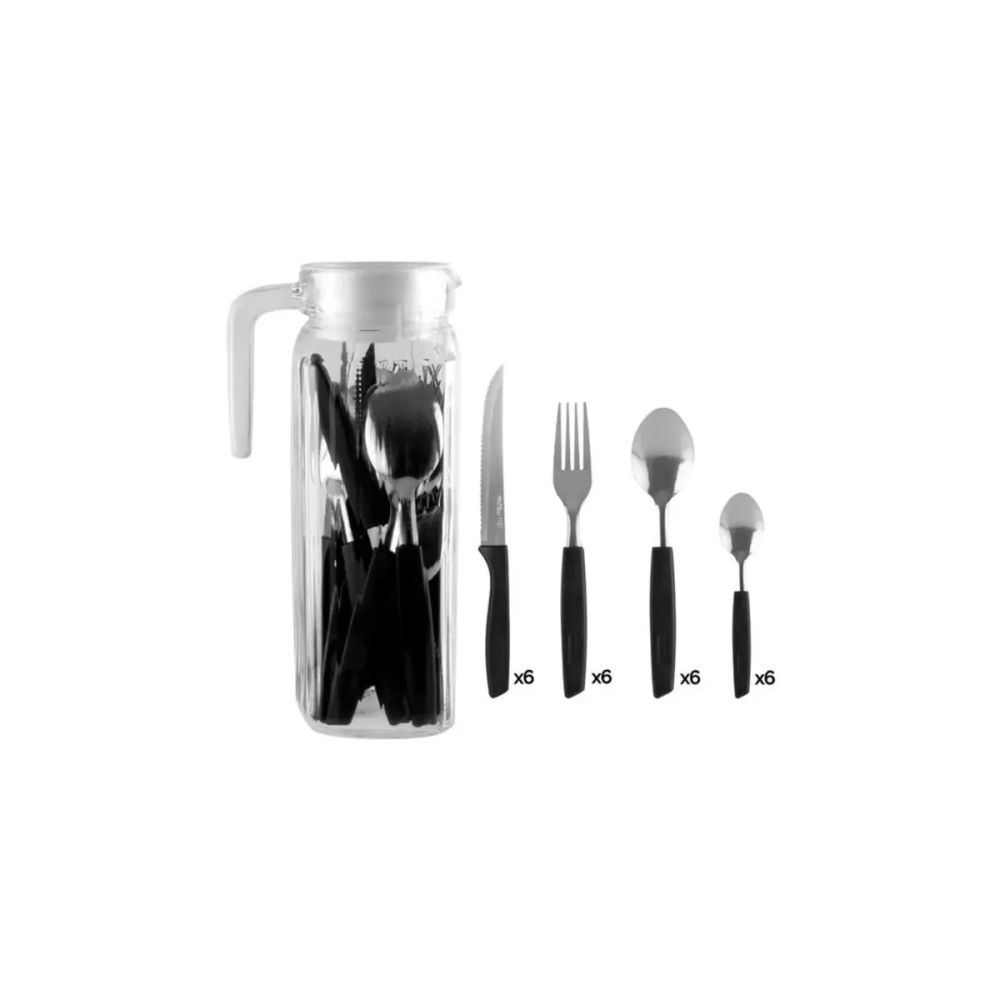 Conjunto Talheres 25 Peças Preto New Caprese Jarra — imagem 2