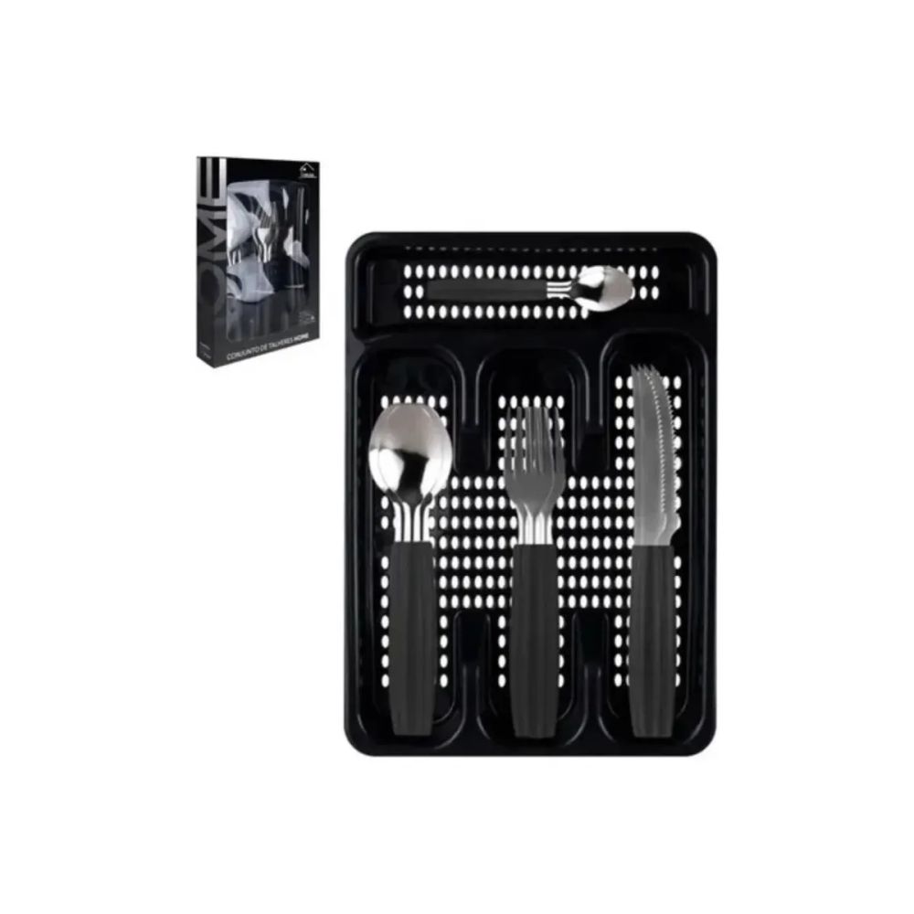 Conjunto Talheres Caprese Granito Preto 25 Peças — imagem 2