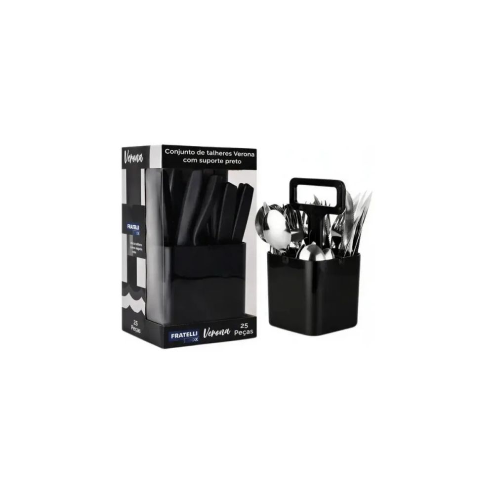 Conjunto Talheres Capri 25 Peças com Suporte Preto — imagem 2