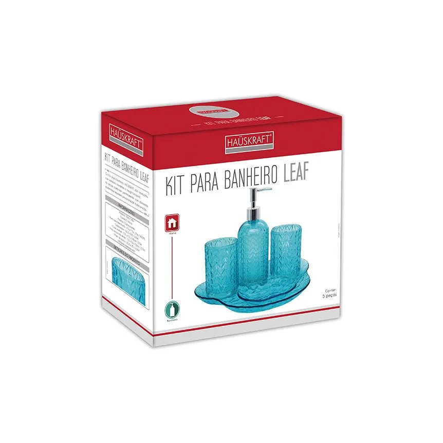 Kit para Banheiro Leaf Azul 5 Peças — imagem 2