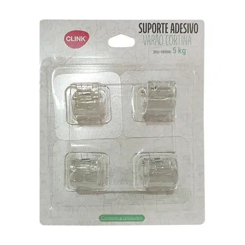 Suporte Adesivo Varão Cortina 5Kg Plástico Ps e PVC 5,7 cm x 5,7 cm x 3,8 cm — imagem 2