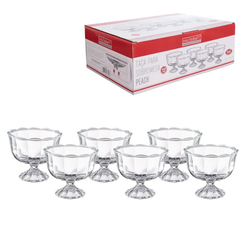 Taça Sobremesa Peach Transparente 400ml 6 Peças — imagem 4