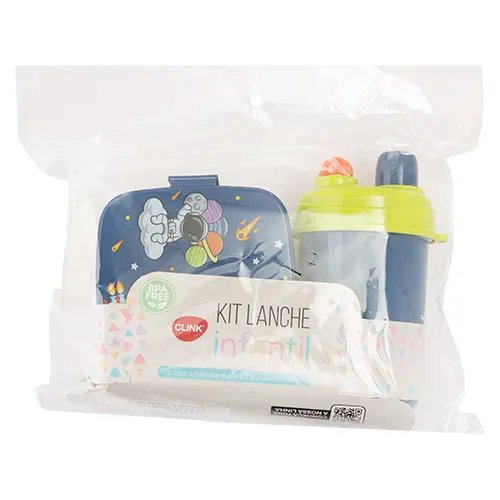 KIT Lanche Garrafa 600 ml Marmita Dupla 300 ml /500 ml Plástico PP 23 cm x 9 cm x 16 cm — imagem 3