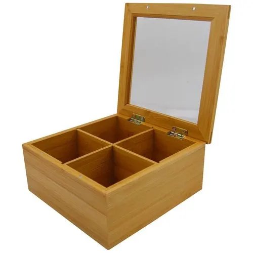 Caixa Chá 4 Nichos Bambu 20 cm x 20 cm x 9 cm (1 un) — imagem 3