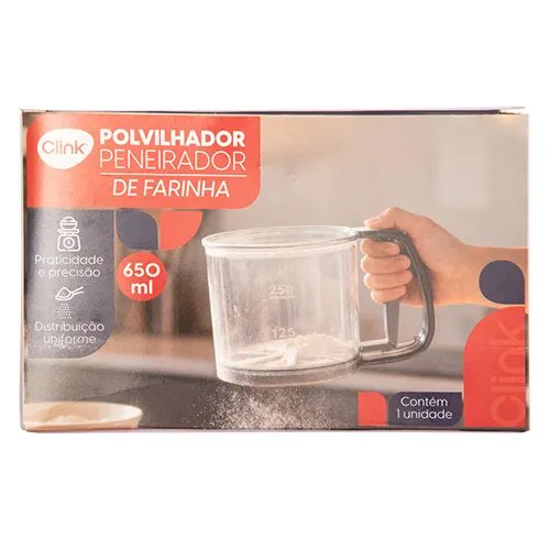 Polvilhador Peneirador de Farinha 380 ml Aço INOX e Plástico PP 16 cm x 11 cm x 10,2 cm — imagem 2