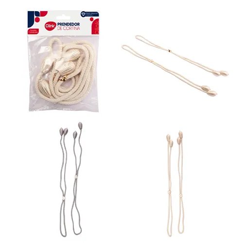 KIT 2 Prendedor Cortina Poliéster e Plástico PP 97 cm x 2 cm x 2 cm