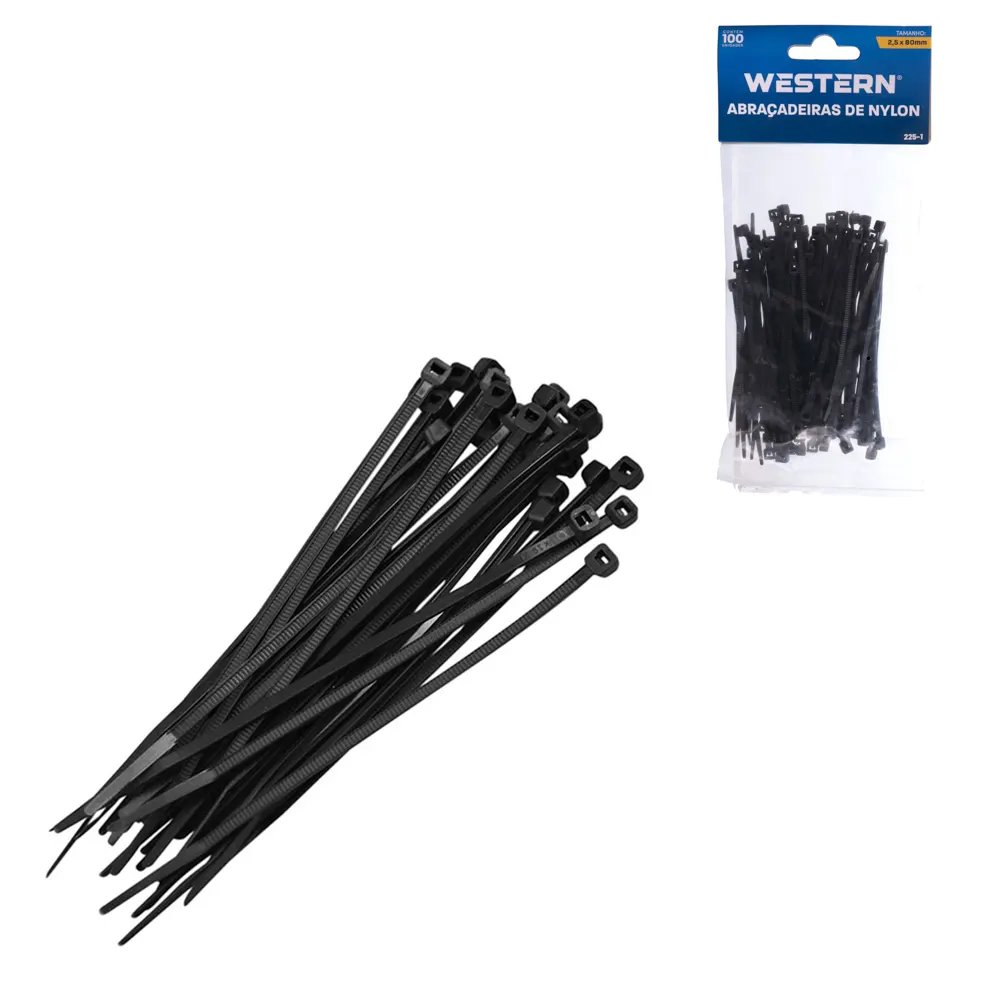 Jogo com 100 Abraçadeiras Preto 2,5x80mm — imagem 2
