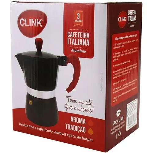 Cafeteira Italiana 3 Xícaras Preta Alúminio 14,5 cm x 8,5 cm x 15,5 cm — imagem 3