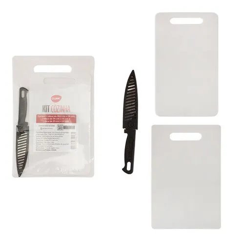 KIT 2 Tabuas e Faca Plástico e Aço INOX 28,5 cm x 19 cm x 0,5 cm — imagem 3