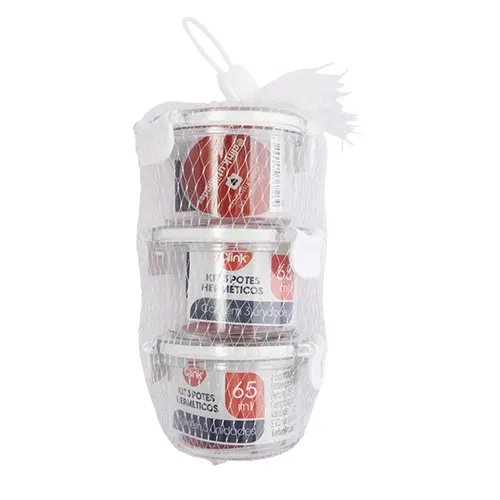 KIT 3 Potes 65 ml Plástico PET 6,8 cm x 5,9 cm x 4,3 cm — imagem 2