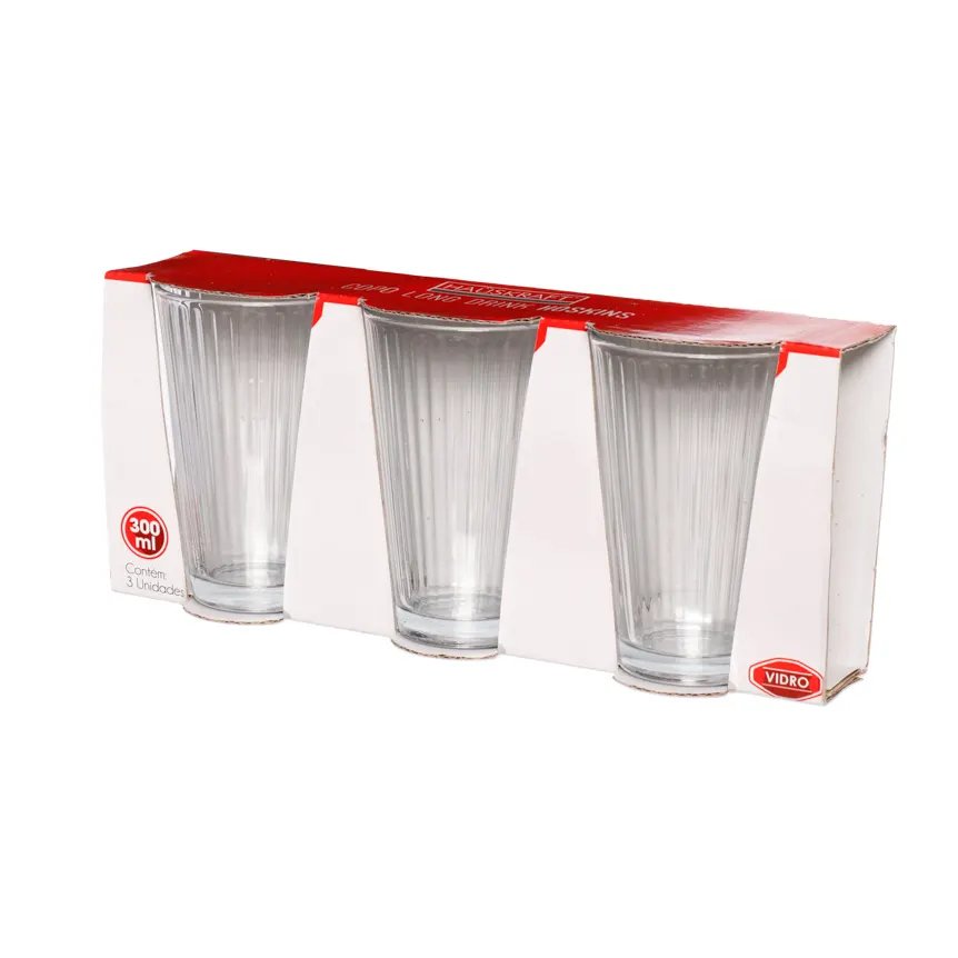 Copo Long Drink Vidro Hoskins 280ml 3 Peças — imagem 3