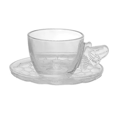 Xícara de Café com Pires Vidro Bee 80ml 4 Peças — imagem 5