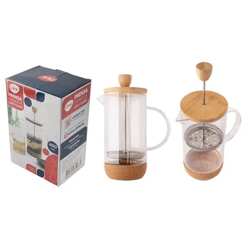 Prensa Francesa 600 ml Vidro, Bambu e Cortiça 9 cm x 8,5 cm x 20 cm — imagem 2