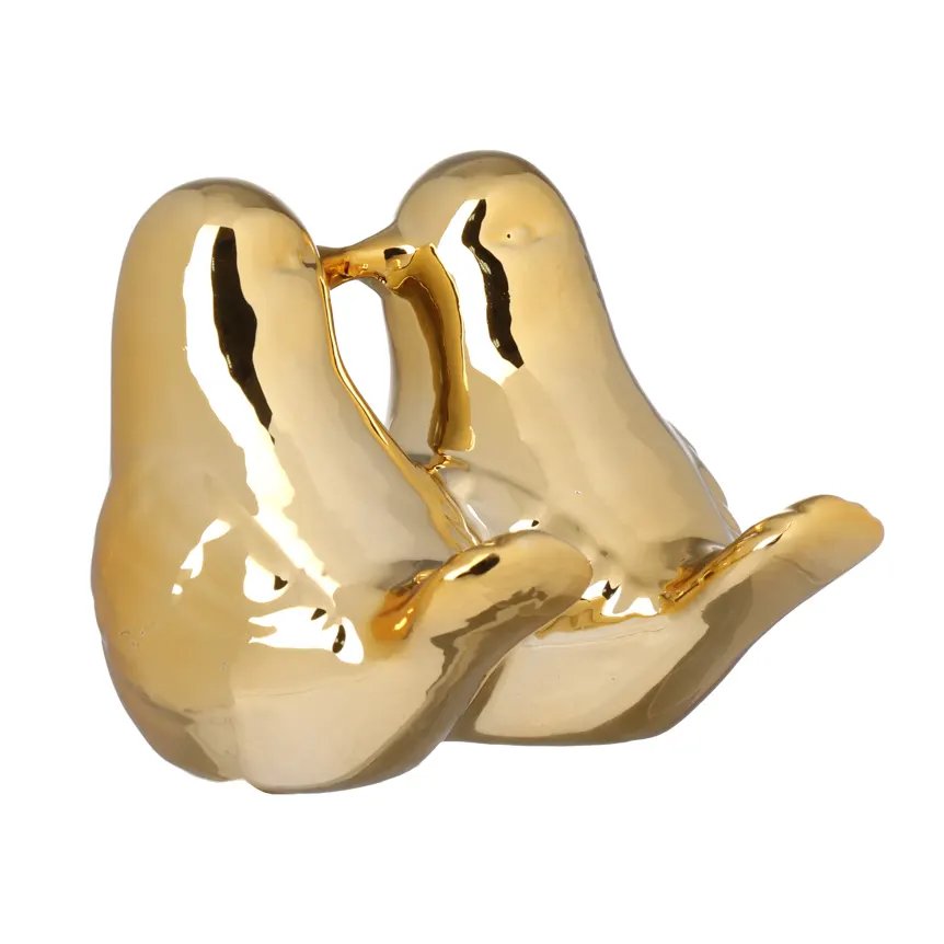 Figura Pássaro Casal Dourada 110mm — imagem 2