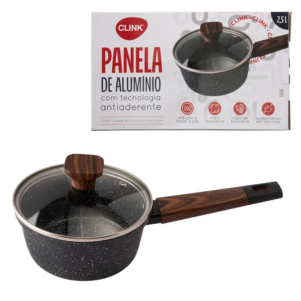 Panela Inducão 20 cm 2,5 L Carvalho Alúminio, Vidro e Baquelite 20 cm x 10 cm — imagem 2
