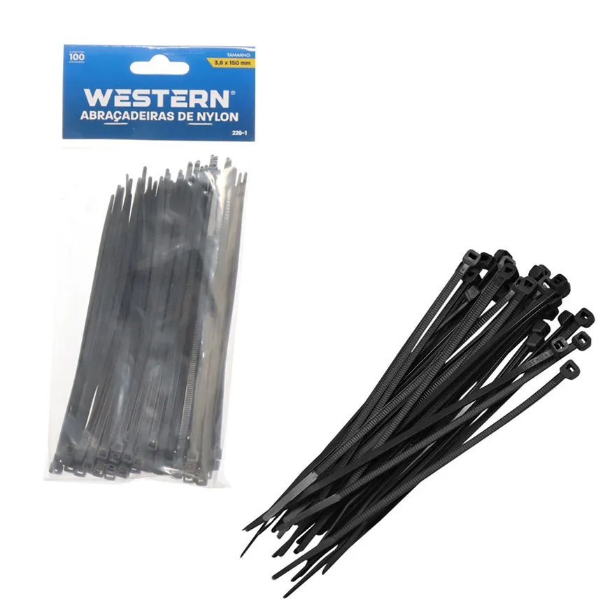 Jogo com 100 Abraçadeiras Preto 3,6x150mm — imagem 3