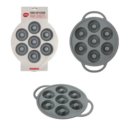 Forma Pegador Donut Redonda Silicone e Aço INOX 30,5 cm x 24,5 cm x 2 cm — imagem 2