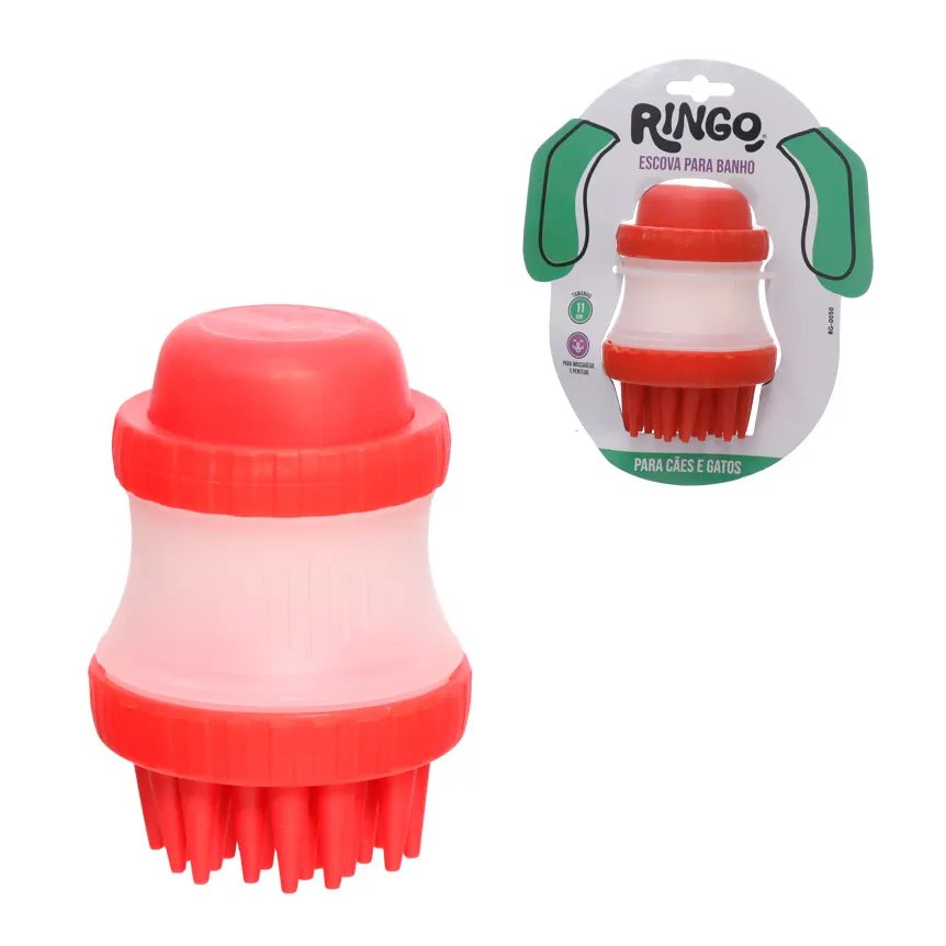Escova Massageadora Banho Vermelha 11cm — imagem 3