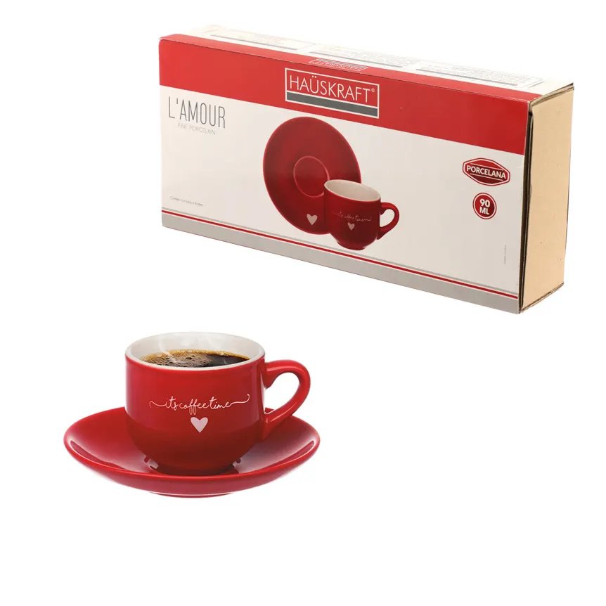 Xícara de Café com Pires Lamour Vermelha 90ml 6 Peças — imagem 2