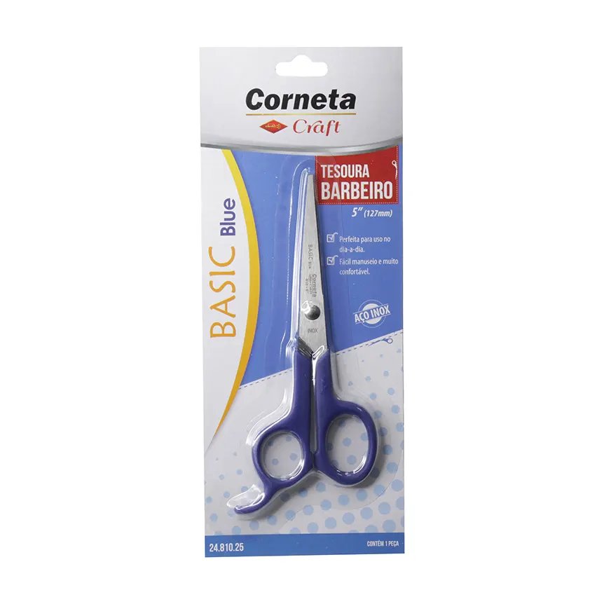 Tesoura Basic Blue Barbeiro 5" — imagem 2