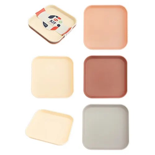 KIT 4 Pratos Quadrados Plástico PP 14,5 cm x 14,5 cm x 1,5 cm — imagem 2
