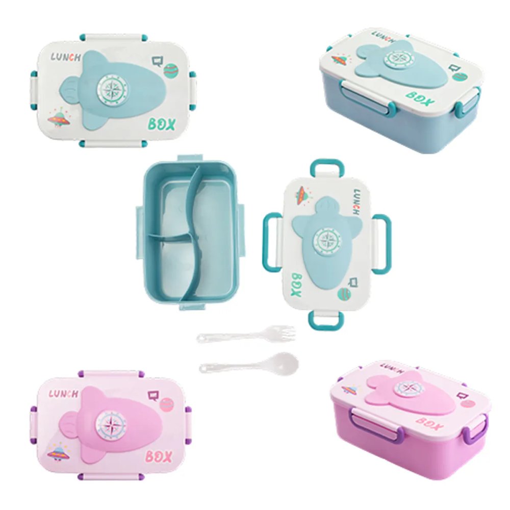 Marmita Infantil com Colher e Garfo Plástico PP 21 cm x 14 cm x 7,5 cm — imagem 2