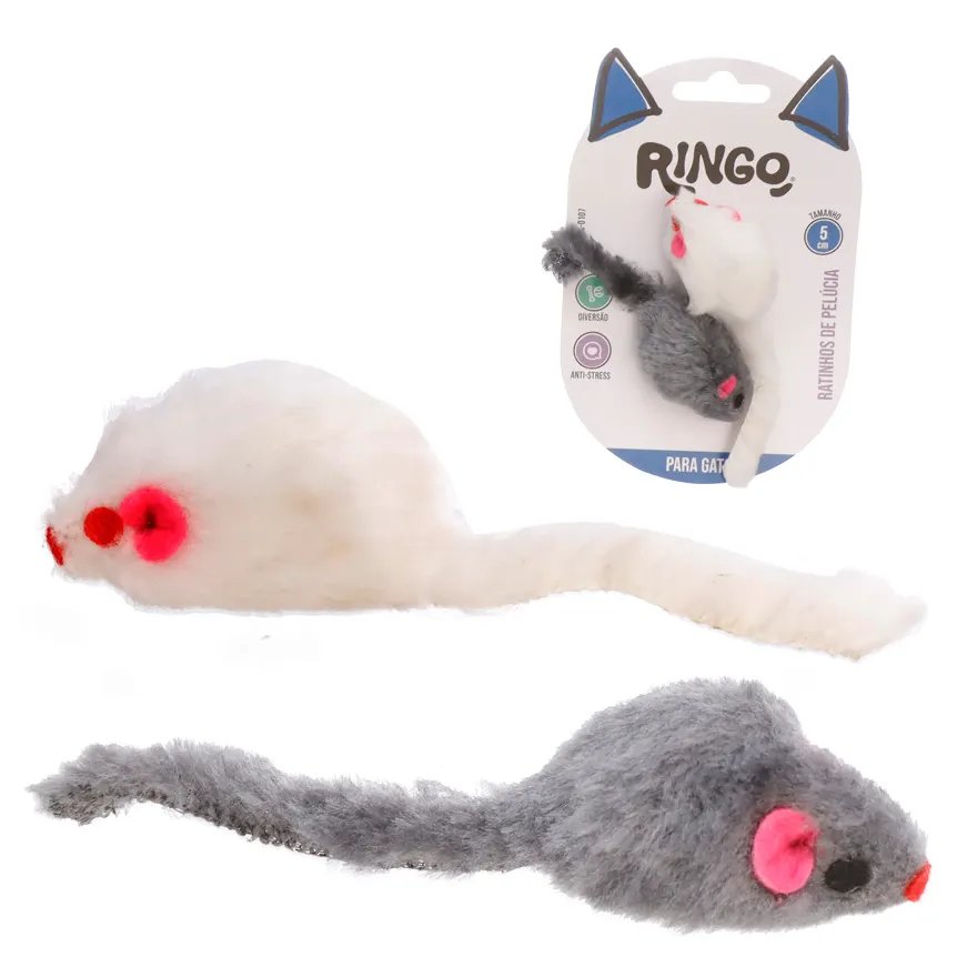 Brinquedo para Gato Rato Pelúcia 5cm 2 Peças — imagem 2