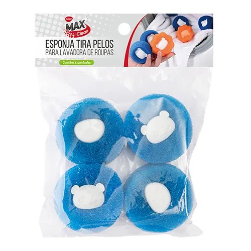 KIT 4 Pçs Esponja Tira Pelos Lavadora Roupas Plástico PP e Pu 5,5 cm x 5,5 cm x 3 cm — imagem 3