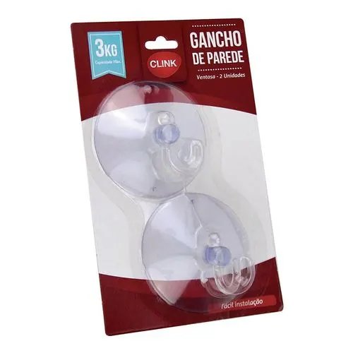 KIT 2 Pçs Gancho Parede 3 Kg Ventosa Plástico 7,5 cm x 2 cm — imagem 2