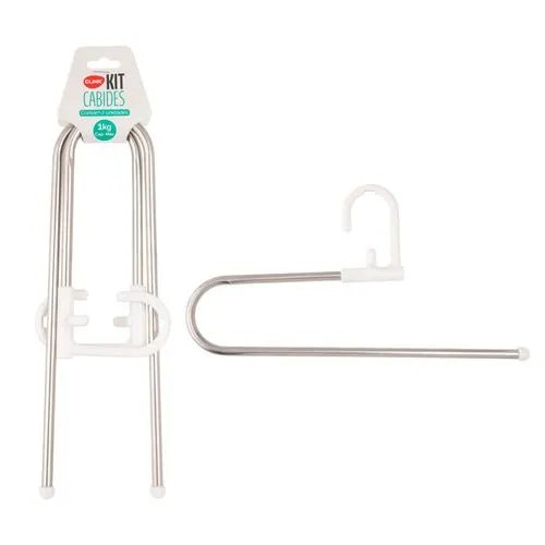 KIT 2 Pçs Cabides Plástico PP e Aço INOX 29 cm x 14 cm x 0,7 cm — imagem 2