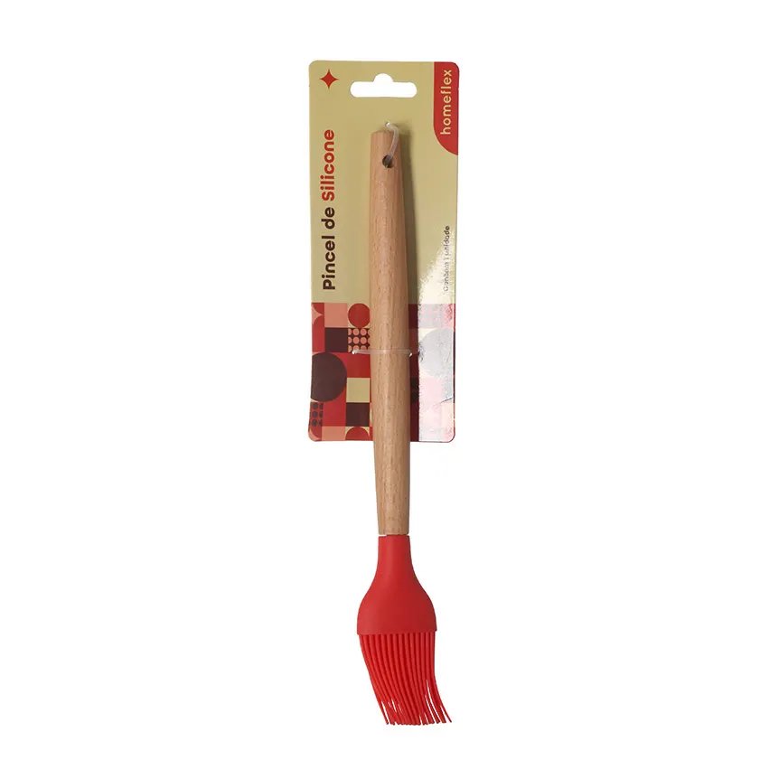 Pincel Silicone Cabo Madeira Vermelho — imagem 2