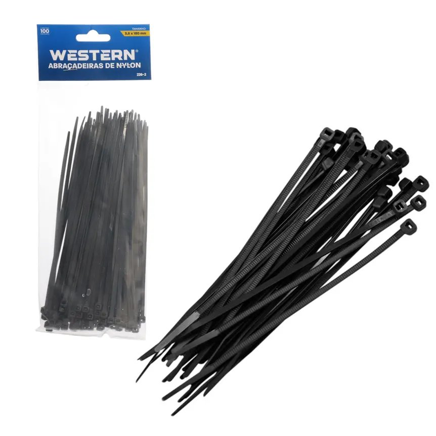 Jogo com 100 Abraçadeiras Preto 3,6x180mm — imagem 2