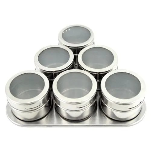 KIT 6 Pçs Porta Condimentos Magnetico Aço INOX 15 cm x 19 cm — imagem 2