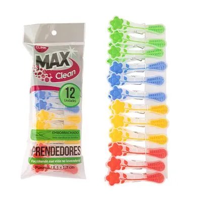 KIT 12 Pçs Pregadores Roupa Plástico PP 8,5 cm x 1,7 cm x 3,5 cm