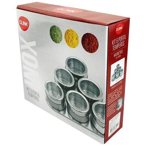KIT 6 Pçs Porta Condimentos Magnetico Aço INOX 15 cm x 19 cm — imagem 3