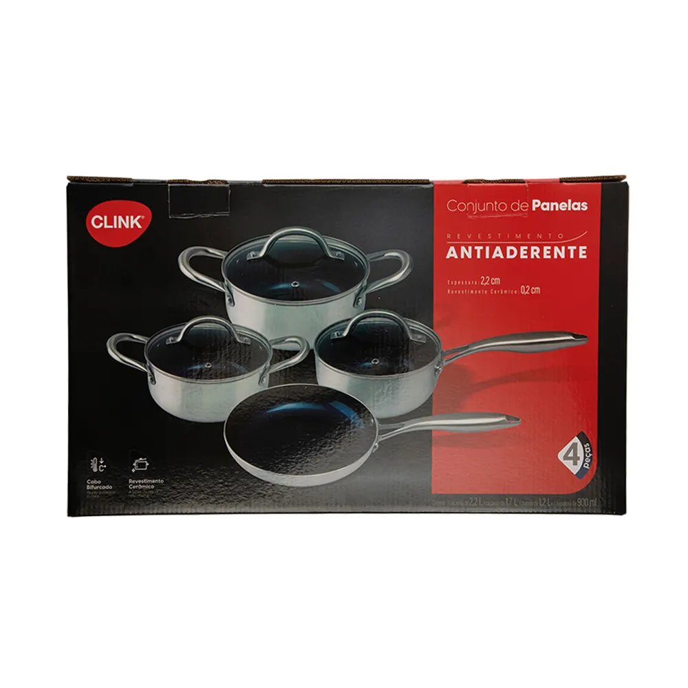 Jogo Panelas Safira 4 PçsAlúminio, Aço INOX e Vidro 50 cm x 14 cm x 33 cm — imagem 2