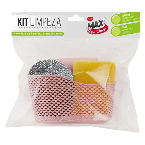 KIT Limpeza 3 Pçs2 Esponjas e 1 Suporte Plástico Pp, Esponja e Ferro 15,5 cm x 5,5 cm x 11 cm — imagem 2