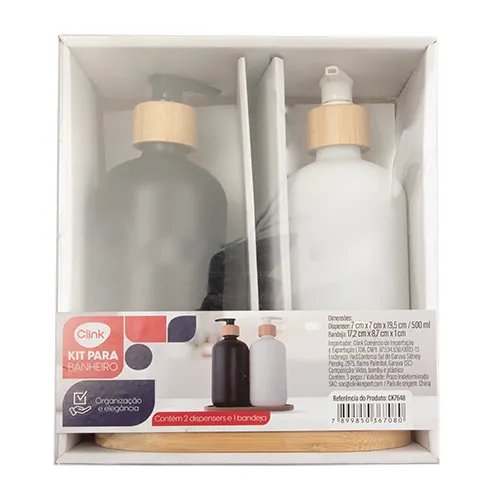 KIT Banheiro 3 PçsVidro e Bambu 19 cm x 9 cm x 21,5 cm — imagem 2