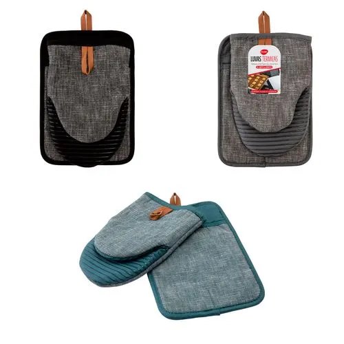 Luva Termica KIT 2Pçs Silicone, Linho e Algodão 25 cm x 17 cm x 1 cm — imagem 2