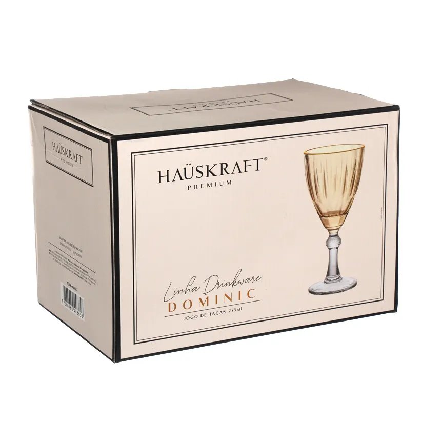 Taça Água/Vinho Domi Âmbar com Borda Dourada 275ml 6 Peças — imagem 3