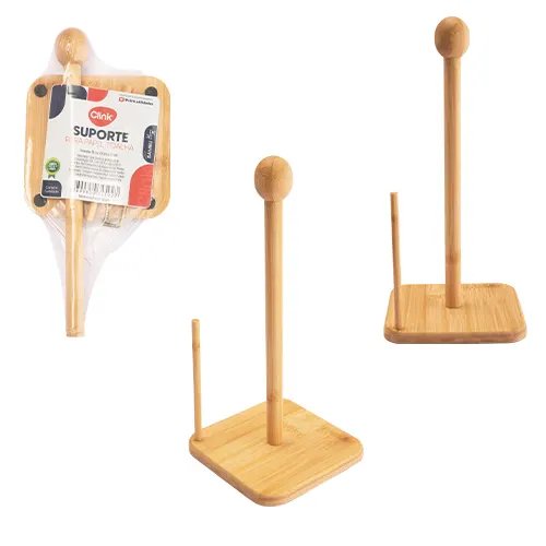 Suporte Papel Toalha Bambu 16 cm x 16 cm x 31 cm — imagem 3