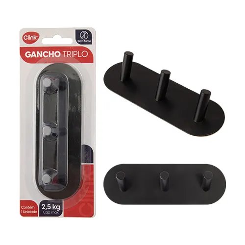Gancho Triplo 2,5 Kg Ferro 14,3 cm x 4,8 cm x 3 cm — imagem 2