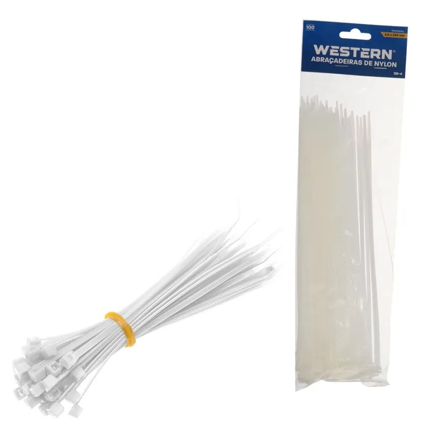Jogo com 100 Abraçadeiras Branco 3,6x250mm — imagem 2