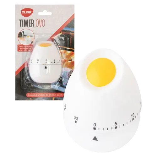 Timer Ovo Plástico 60 Minutos 7,6 cm x 5,7 cm x 5,7 cm — imagem 3