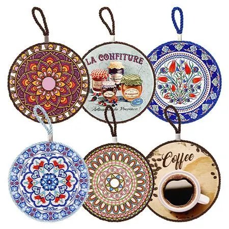 Enfeite Decorativo Circular Cerâmica e Cortiça 17 cm x 0,6 cm — imagem 2