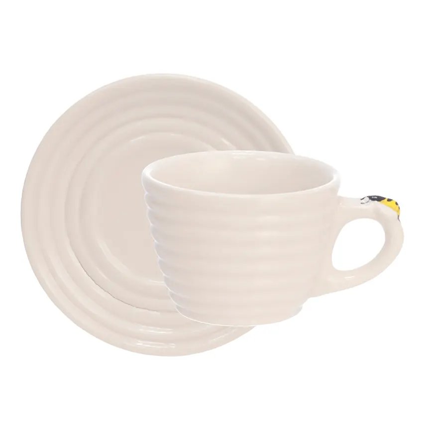 Xícara de Café com Pires Porcelana Bee 90ml 2 Peças — imagem 2