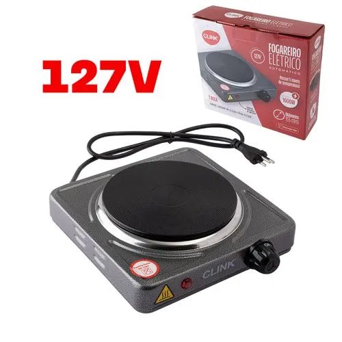 Fogareiro Eletrico 1000 W 1 Boca 127V Ferro e Ferro Fundido 23,5 cm x 21 cm x 6,5 cm — imagem 2