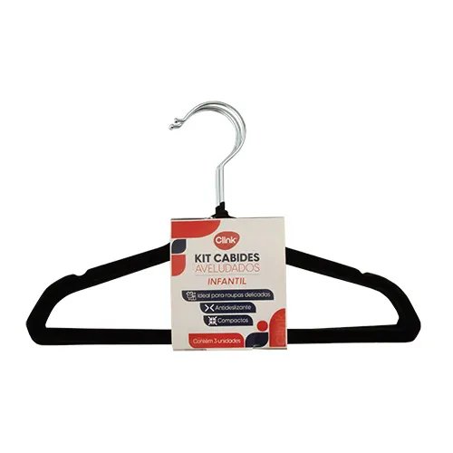 KIT 3 Cabides Infantis Veludo Plástico PP e Ferro 28 cm x 17 cm x 0,5 cm — imagem 2